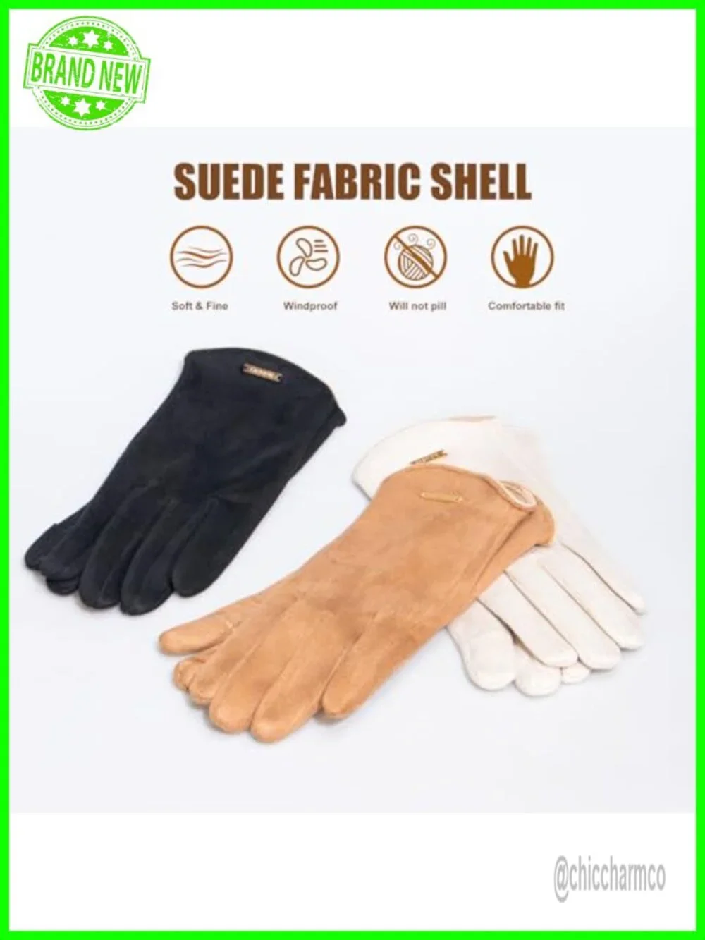 Touchscreen Slim Cut Suede Winter Gloves with Thermal Crystal Velvet Lining